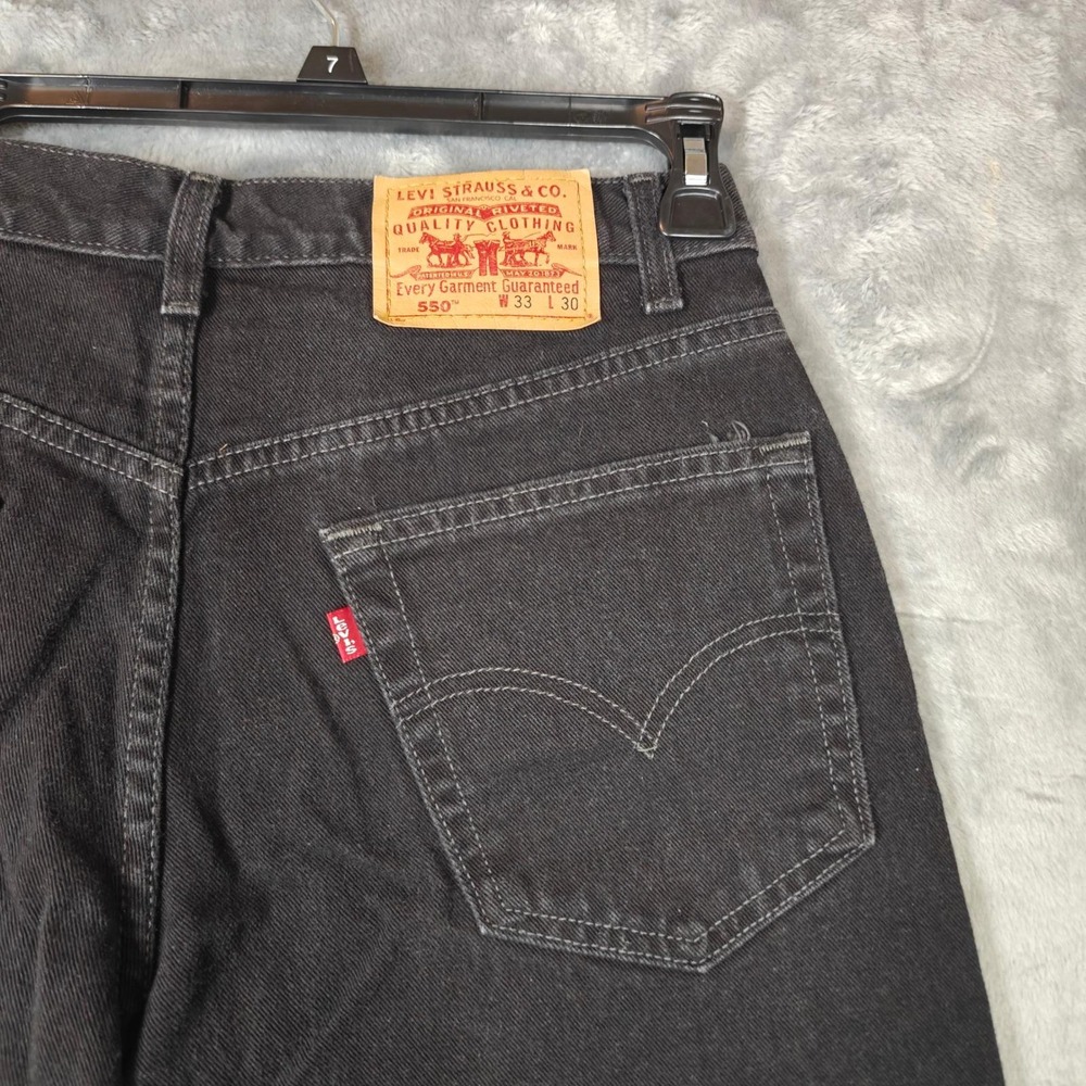 Vintage Levi's 550 Black Relaxed Fit Jeans Canada Black Men's 33x30 (Fits 32x30) - Picture 14 of 16